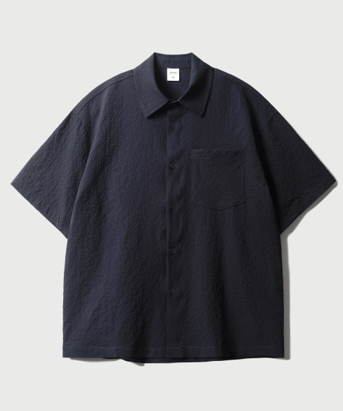 Minimal Crop Check Short Sleeved Shirt Navy KJSS2641