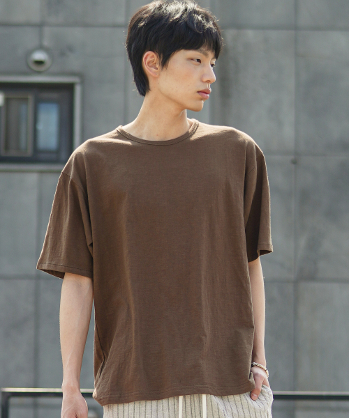 [2PACK] Slub Half U Neck Short Sleeved T Shirt OYST2636