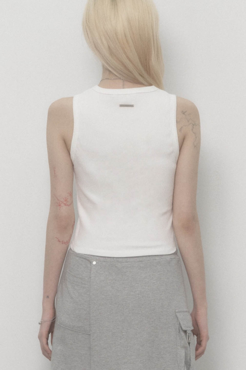 Lettering Logo Printed Tank Top (White)