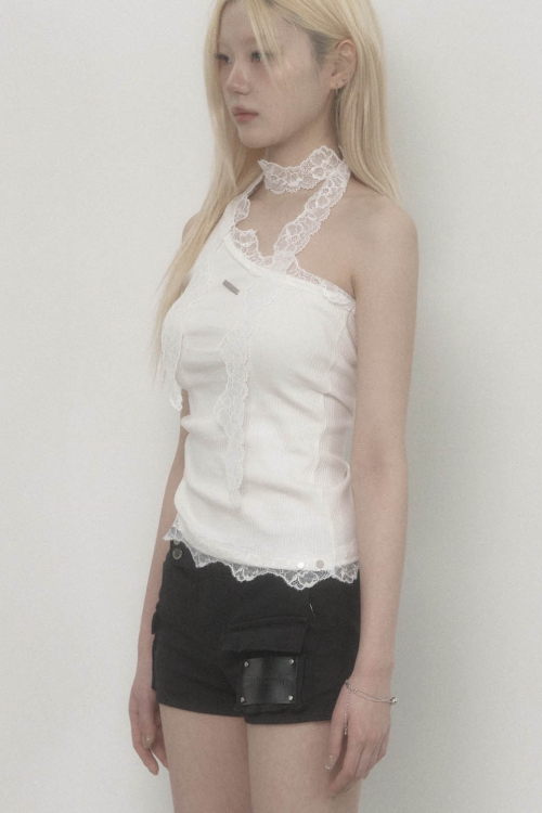 Lace One-shoulder Top (White)