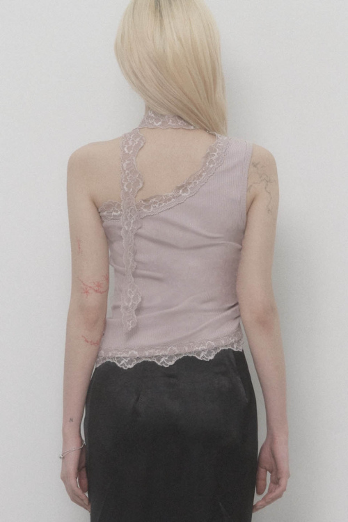 Lace One-shoulder Top (Indy Pink)
