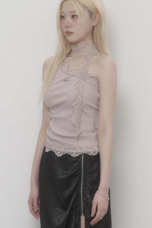 Lace One-shoulder Top (Indy Pink)