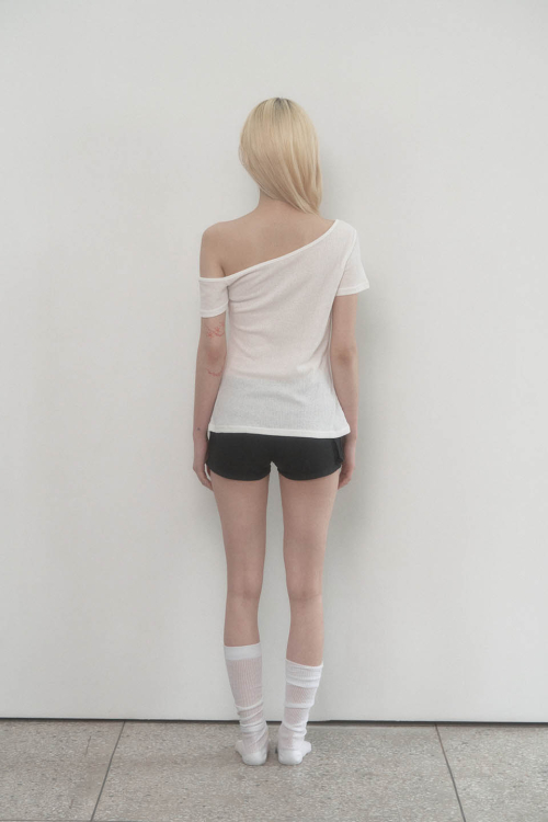 One-shoulder Basic Slit Top (White)