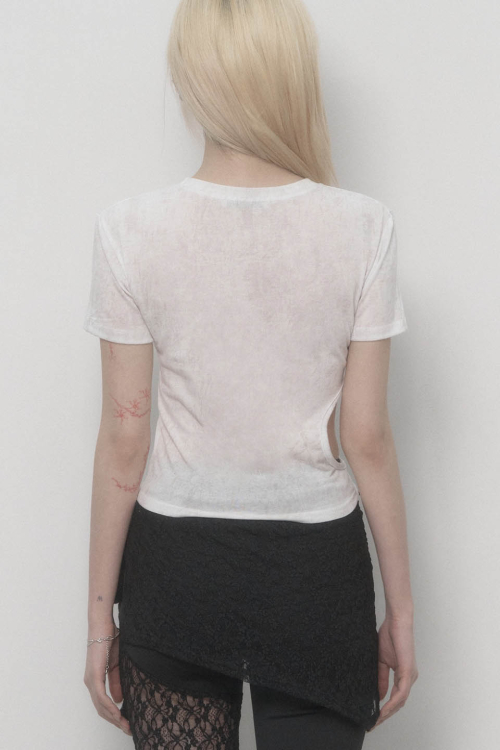 Graphic Side-hole Top (White)