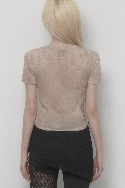 Graphic Side-hole Top (Moca mousse)