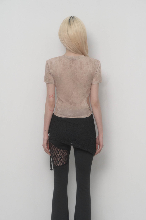 Graphic Side-hole Top (Moca mousse)