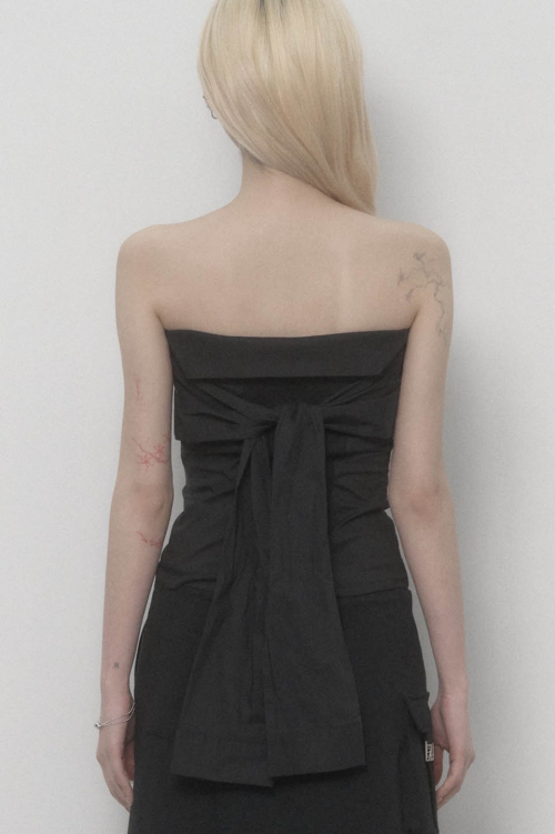 Tie Shirt Tube Top (Black)