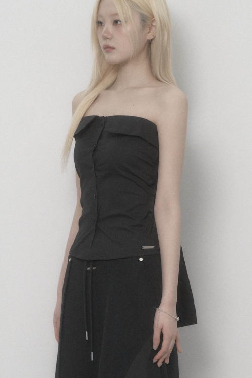 Tie Shirt Tube Top (Black)