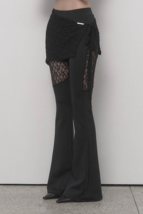 See Through Lace Lap Bootcut Pants