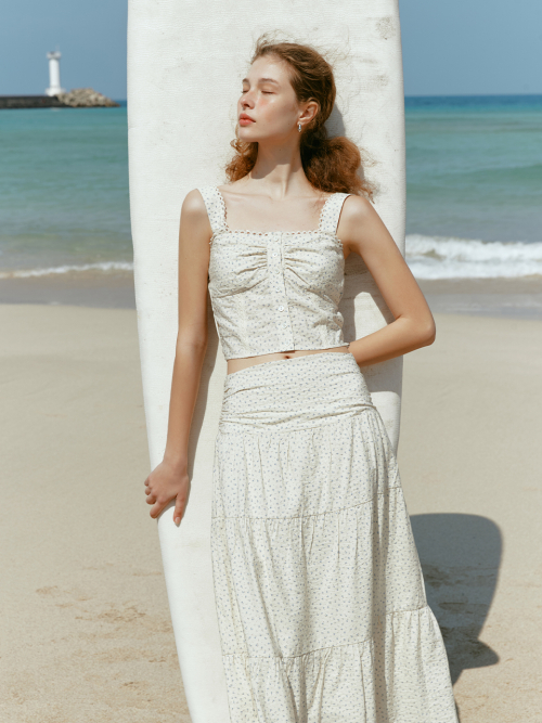 ROUMI sleeveless crop shirt_BEIGE