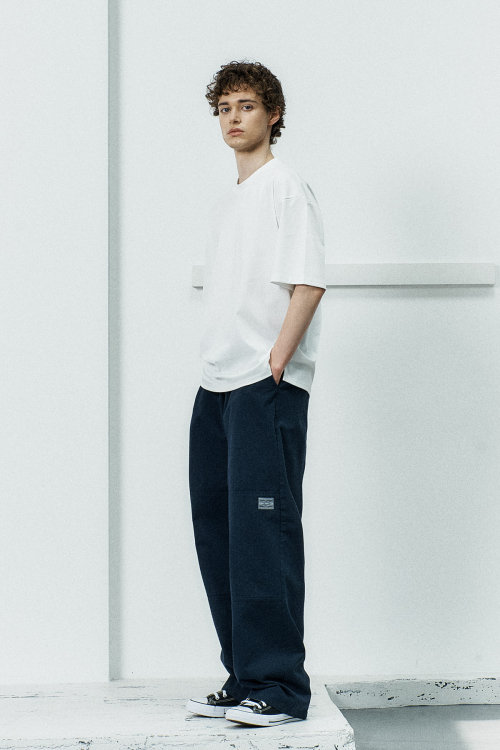 더블니 밴딩 워크 팬츠 네이비
