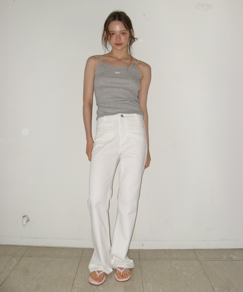 WELT POCKET BOOTSCUT DENIM PANTS WHITE