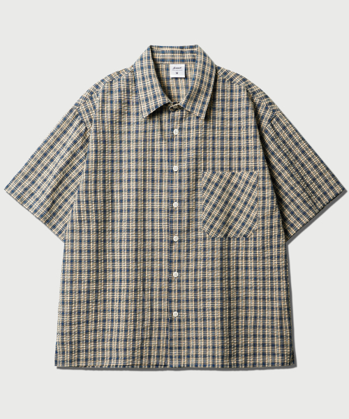Unite Check Short Sleeved Shirt Navy HHSS2646