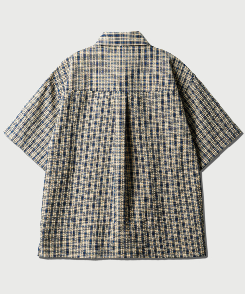 Unite Check Short Sleeved Shirt Navy HHSS2646
