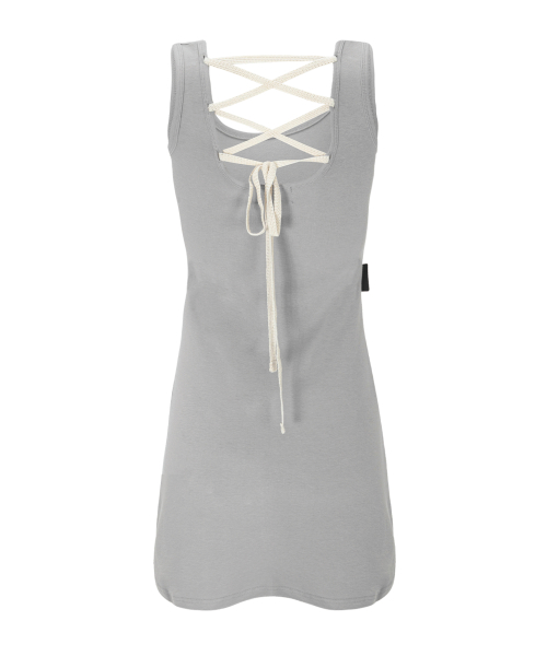 PLAIN CORSET DRESS-ASH BEIGE