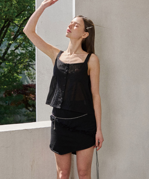 SELLY CUTTING SKIRT-BLACK