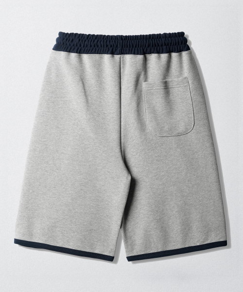 Flash Summer One Tuck Color Block Half Pants Gray ISSP2643