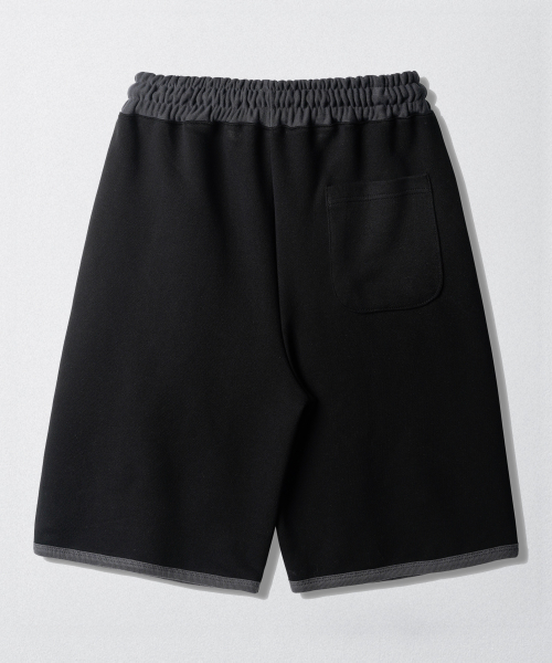 Flash Summer One Tuck Color Block Half Pants Black ISSP2643