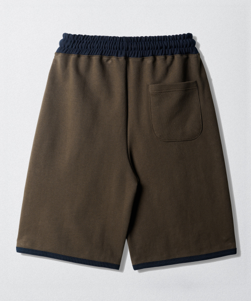 Flash Summer One Tuck Color Block Half Pants Cedarbrown ISSP2643