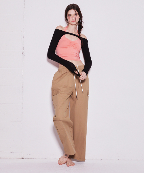 SHIRRING HALTER TOP