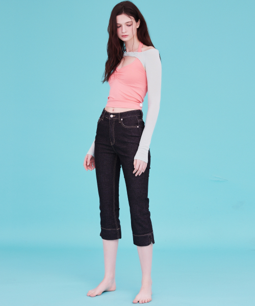 SHIRRING HALTER TOP