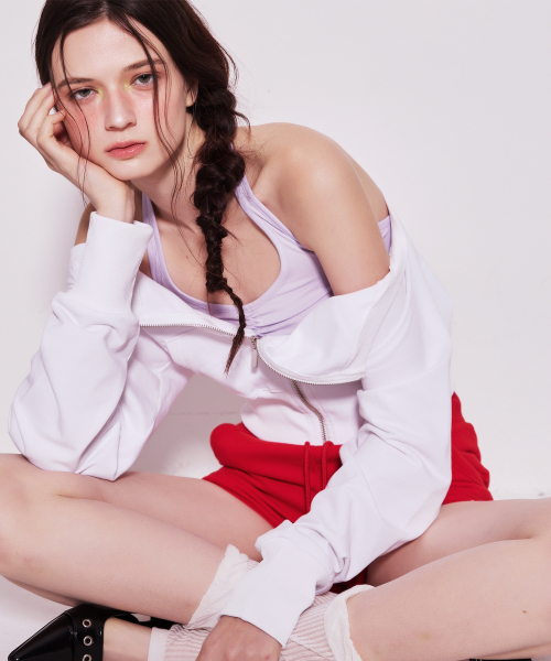 OFF SHOULDER ZIP UP