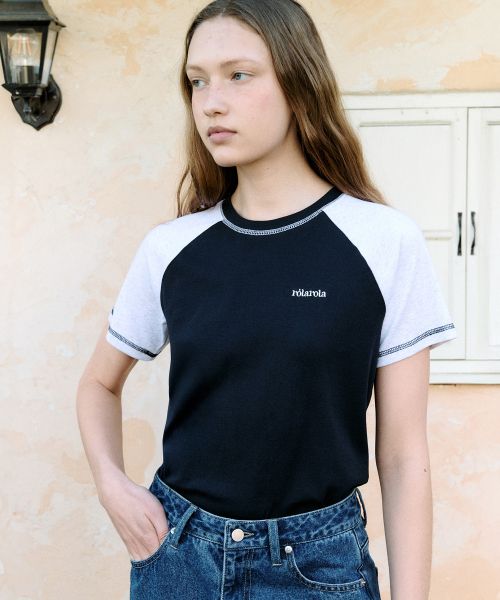 RAGLAN STITCH T-SHIRT NV+M/GY