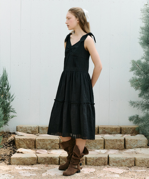 TIE RIBBON SLEEVELESS ONEPIECE BLACK