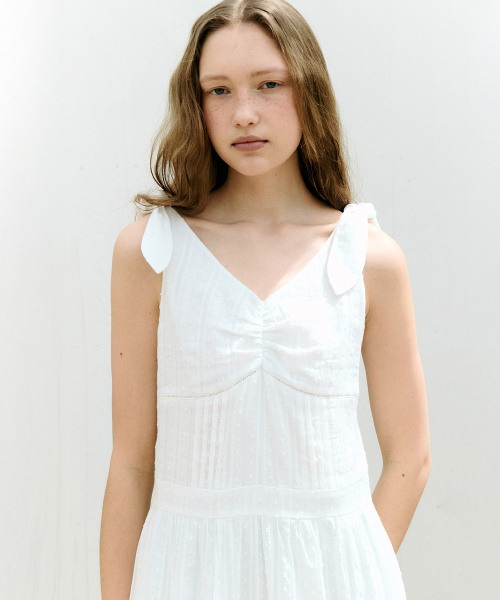 TIE RIBBON SLEEVELESS ONEPIECE IVORY