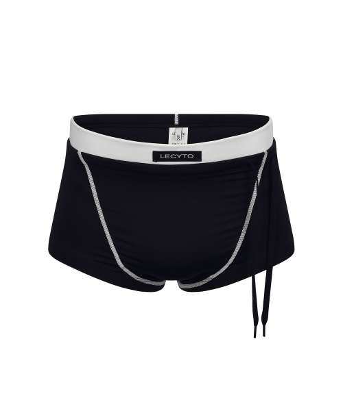 Split Layer Swim Shorts_[Black]