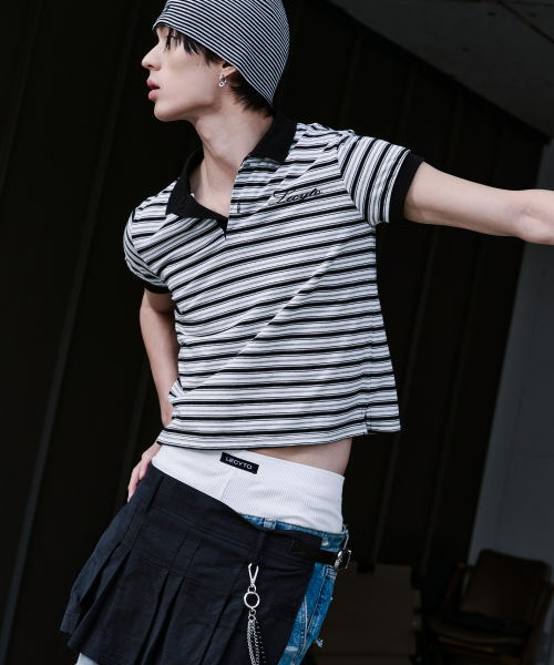 Layered Short Pleated Skirt_[Black]
