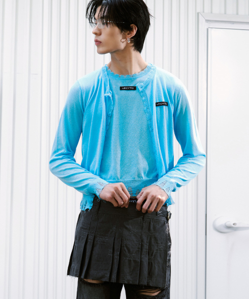 Layered Short Pleated Skirt_[Charcoal]