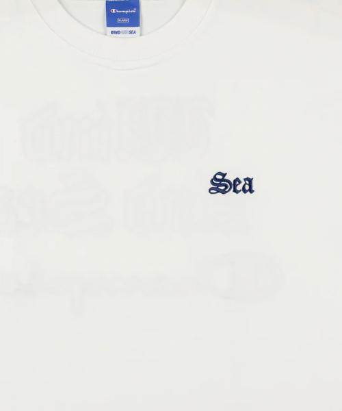 챔피온 X 윈드앤씨 Sea 로고 반팔 티셔츠 White