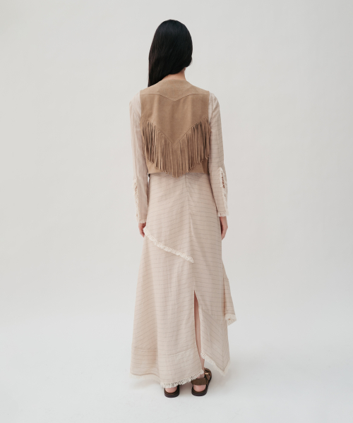 VEYNA FRINGED MAXI DRESS (BEIGE STRIPE)