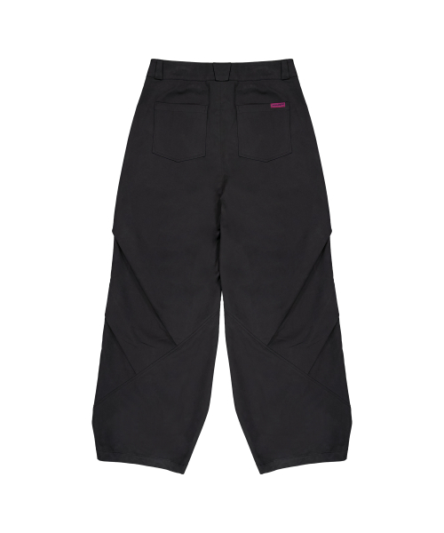 Side Drape Wide Pants - BLACK