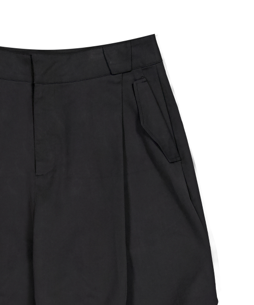 Side Drape Wide Pants - BLACK
