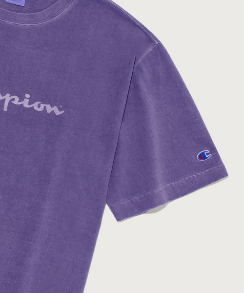 빅 로고 피그먼트 반팔 티셔츠 Purple