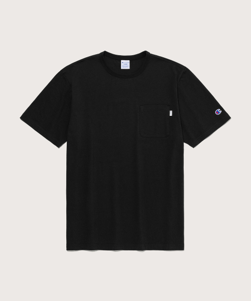 C로고 UNI 포켓 반팔 티셔츠 Black