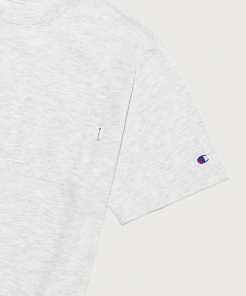 C로고 UNI 포켓 반팔 티셔츠 Light Grey