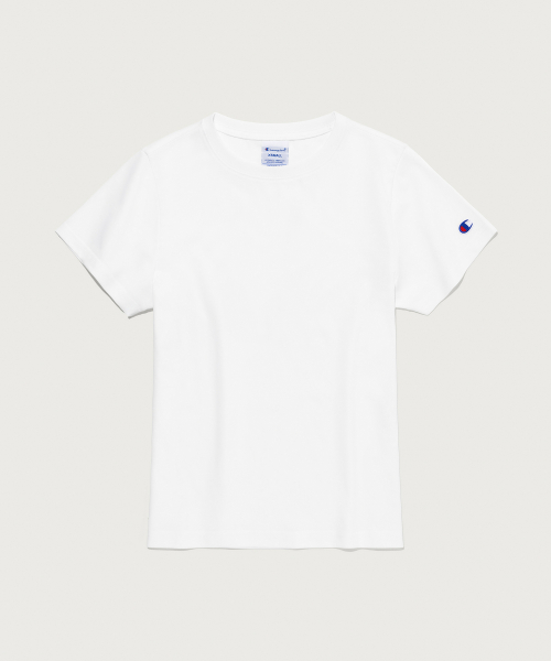 여성 C로고 슬림핏 반팔 티셔츠 White