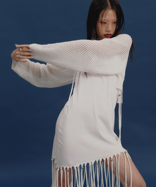 Bolero Linen Net Cardigan (WHITE)