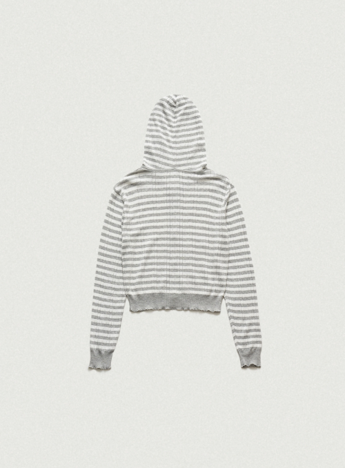 Cotton Eyelet Hooded Knit_Stripe