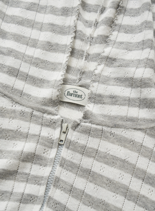 Cotton Eyelet Hooded Knit_Stripe