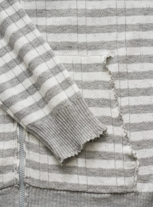 Cotton Eyelet Hooded Knit_Stripe