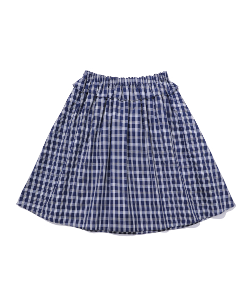 Check flare midi Skirt [Navy]