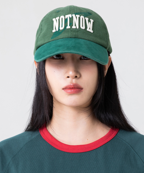 GC059 NOTNOW 배색 워시드 코튼 볼캡 (GREEN)