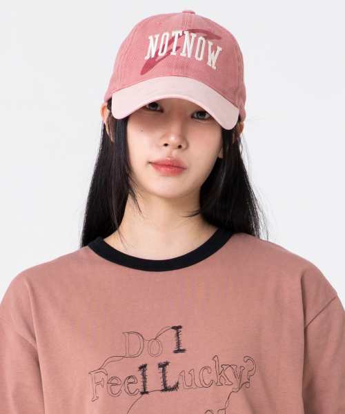 GC059 NOTNOW 배색 워시드 코튼 볼캡 (PINK)