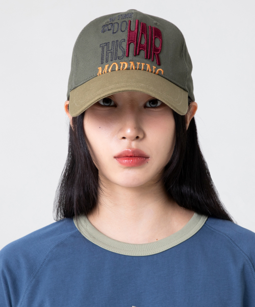 GC068 NO TIME MORNING 배색 볼캡 (OLIVE)