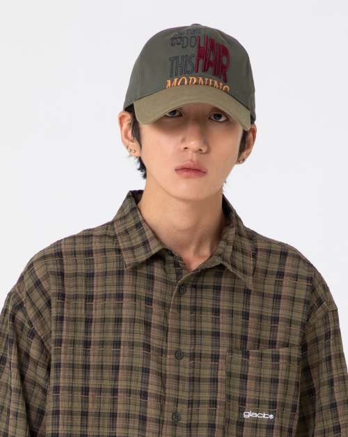 GC068 NO TIME MORNING 배색 볼캡 (OLIVE)