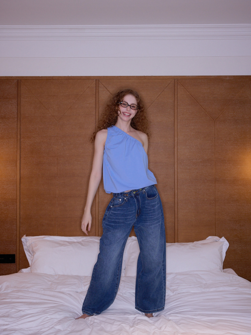 Hawaii One-Shoulder Top /Sky Blue